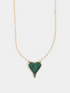 PAVED CZ STONED HEART NECKLACE- GREEN