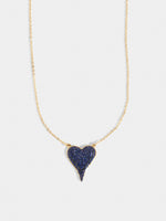 PAVED CZ STONED HEART NECKLACE- BLUE