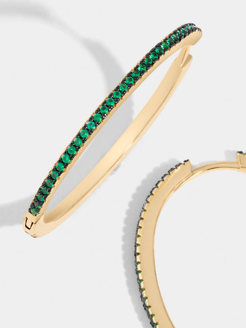 HAYSE GREEN CZ PAVED OVAL HOOP EARRINGS