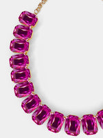 COLOR POP CRYSTAL STONE BIB NECKLACE - HOT PINK