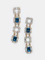 CRYSTAL PAVED ART DECO EARRINGS - BLUE