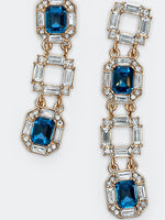 CRYSTAL PAVED ART DECO EARRINGS - BLUE