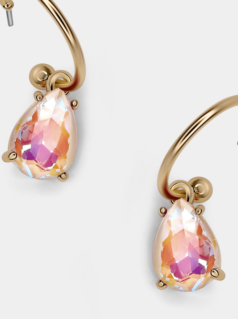 DAISY CRYSTAL DROP EARRINGS- PINK OPAL