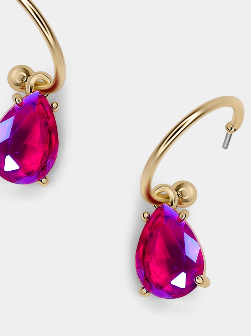 DAISY CRYSTAL DROP EARRINGS- FUSHIA PINK