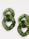 CRYSTAL PAVED LINK EARRINGS- PERIDOT GREEN