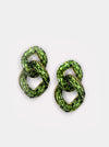 CRYSTAL PAVED LINK EARRINGS- PERIDOT GREEN