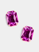 COLOR POP CRYSTAL LARGE STUD EARRINGS- HOT PINK